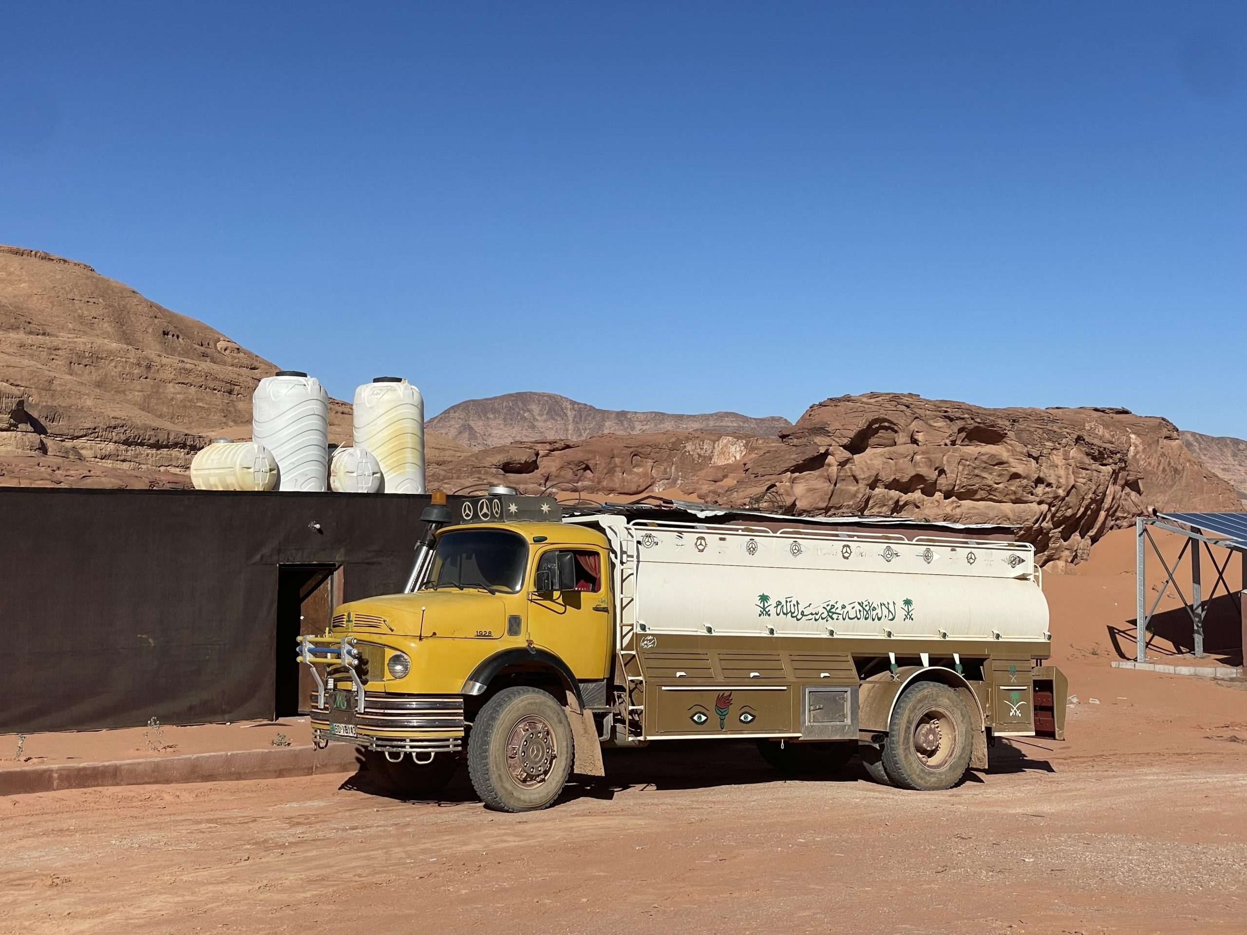 heavy truck in the middle of the desert